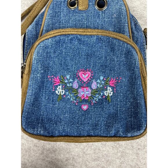 Y2K Youth Girls Denim Floral Embroidered Mini Crossbody Bag - Picture 8 of 8